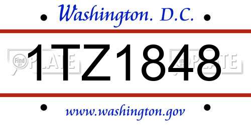 1TZ1848 District Of Columbia License Plate