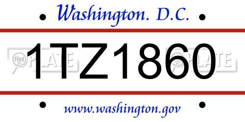 1TZ1860 District Of Columbia License Plate