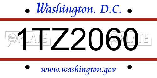 1TZ2060 District Of Columbia License Plate