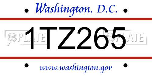 1TZ265 District Of Columbia License Plate