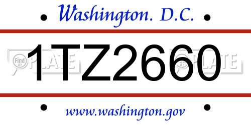 1TZ2660 District Of Columbia License Plate