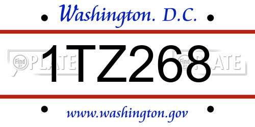 1TZ268 District Of Columbia License Plate