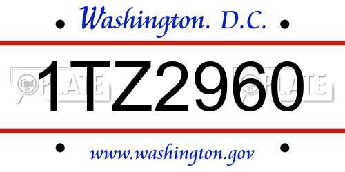 1TZ2960 District Of Columbia License Plate