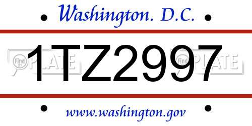1TZ2997 District Of Columbia License Plate