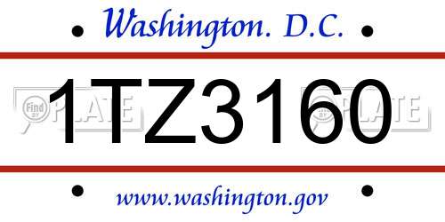 1TZ3160 District Of Columbia License Plate