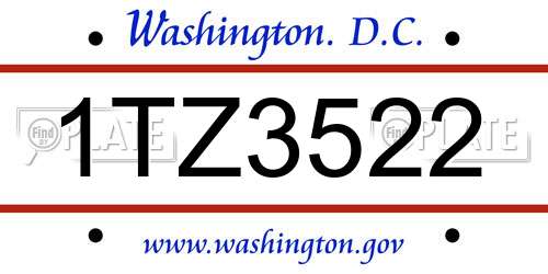 1TZ3522 District Of Columbia License Plate