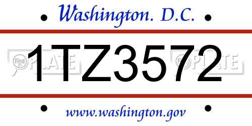 1TZ3572 District Of Columbia License Plate