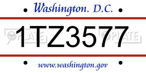 1TZ3577 District Of Columbia License Plate