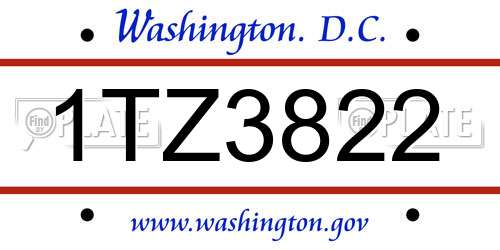 1TZ3822 District Of Columbia License Plate