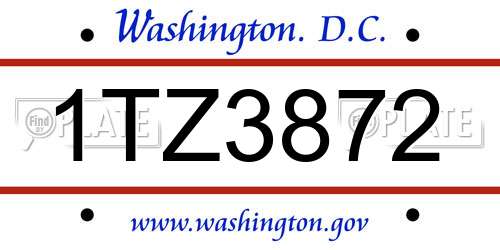1TZ3872 District Of Columbia License Plate