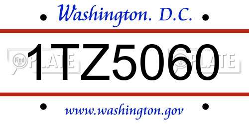 1TZ5060 District Of Columbia License Plate