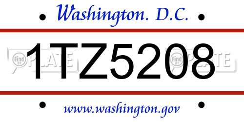 1TZ5208 District Of Columbia License Plate