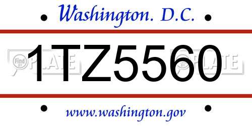1TZ5560 District Of Columbia License Plate