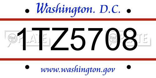 1TZ5708 District Of Columbia License Plate