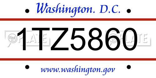 1TZ5860 District Of Columbia License Plate