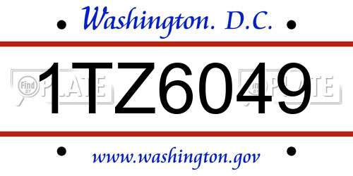 1TZ6049 District Of Columbia License Plate