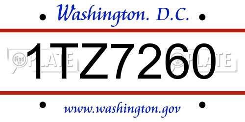 1TZ7260 District Of Columbia License Plate