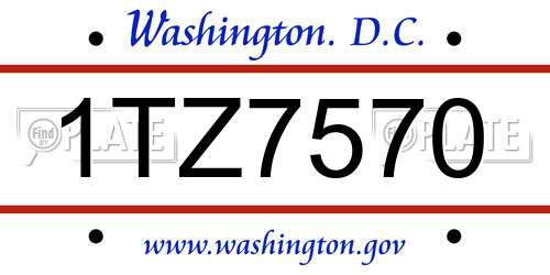 1TZ7570 District Of Columbia License Plate