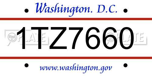 1TZ7660 District Of Columbia License Plate