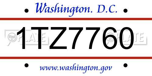 1TZ7760 District Of Columbia License Plate