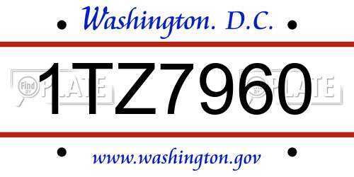 1TZ7960 District Of Columbia License Plate