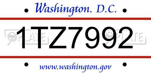 1TZ7992 District Of Columbia License Plate