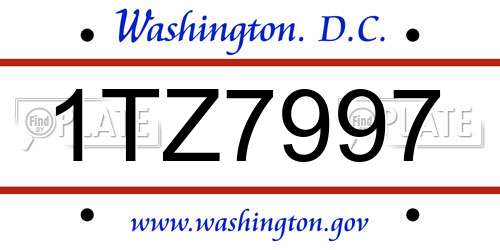 1TZ7997 District Of Columbia License Plate