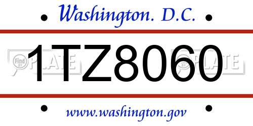 1TZ8060 District Of Columbia License Plate
