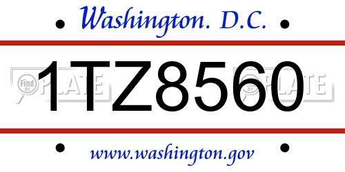 1TZ8560 District Of Columbia License Plate