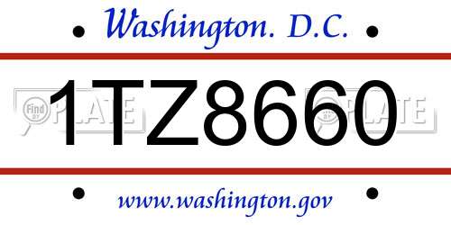 1TZ8660 District Of Columbia License Plate
