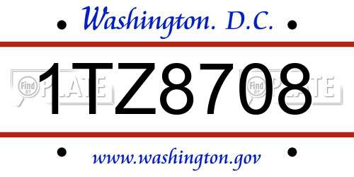 1TZ8708 District Of Columbia License Plate