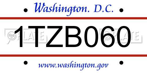 1TZB060 District Of Columbia License Plate
