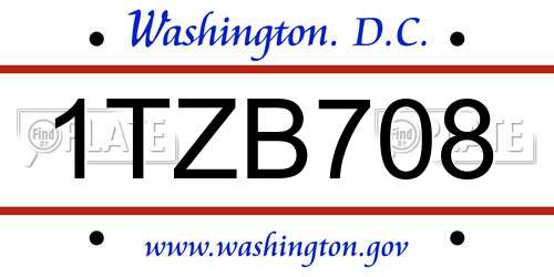1TZB708 District Of Columbia License Plate