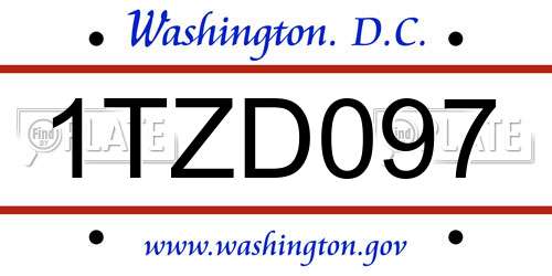 1TZD097 District Of Columbia License Plate