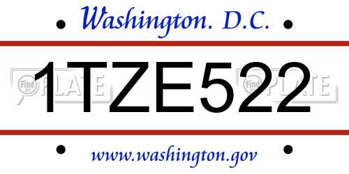 1TZE522 District Of Columbia License Plate