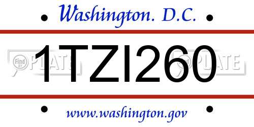 1TZI260 District Of Columbia License Plate