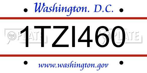 1TZI460 District Of Columbia License Plate