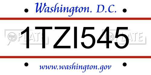 1TZI545 District Of Columbia License Plate