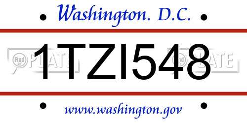 1TZI548 District Of Columbia License Plate