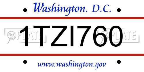 1TZI760 District Of Columbia License Plate
