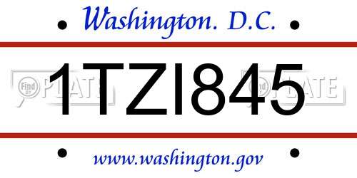 1TZI845 District Of Columbia License Plate