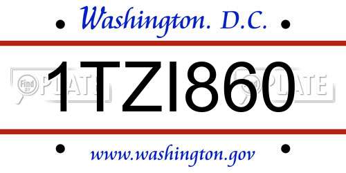 1TZI860 District Of Columbia License Plate