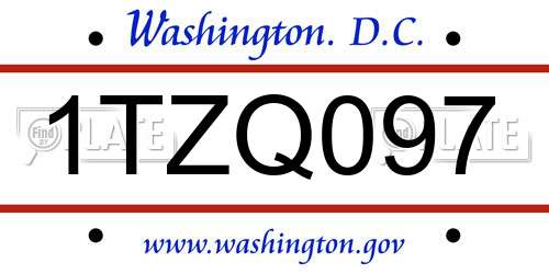 1TZQ097 District Of Columbia License Plate
