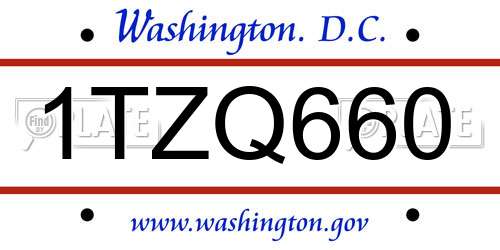 1TZQ660 District Of Columbia License Plate