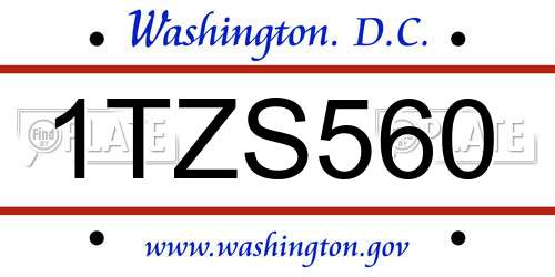 1TZS560 District Of Columbia License Plate