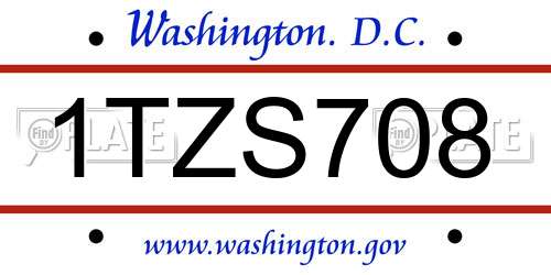 1TZS708 District Of Columbia License Plate