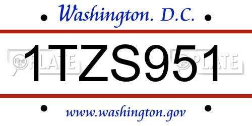 1TZS951 District Of Columbia License Plate