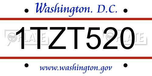 1TZT520 District Of Columbia License Plate