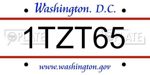 1TZT65 District Of Columbia License Plate
