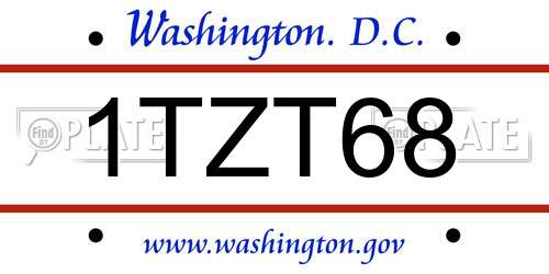 1TZT68 District Of Columbia License Plate